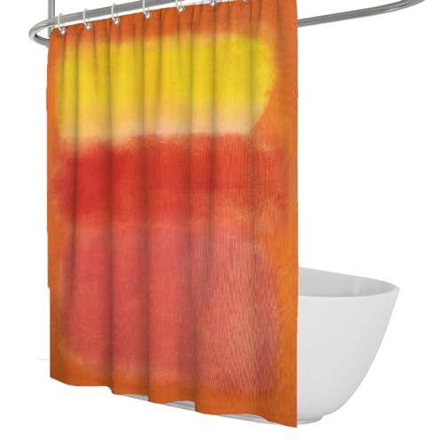 WEECHAINGE Orange und Gelb Duschvorhang Mark Rothko Stil Stoff Badezimmer Duschvorhang Helle Badezimmerdekoration Metalltüllen Pflegeleicht W180xL200cm von WEECHAINGE