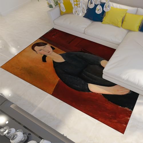 WEECHAINGE Porträt von Paulette Jourdain Bereich Teppich Amedeo Modigliani Teppich rutschfeste Fußmatten für Küche/Bad/Wohnzimmer Dekor 60x120cm von WEECHAINGE