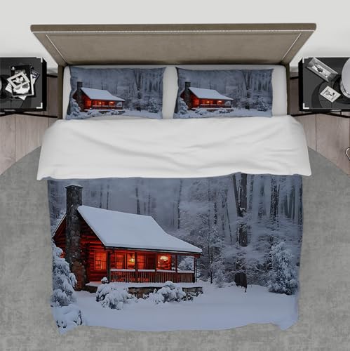 WEECHAINGE Rustikale rote Kabine Bettbezug Set Weihnachten Lodge Urlaub Bettwäsche Set 3 Stück weich Gewaschene Mikrofaser mit Reißverschluss Festliche Wohnkultur 135x200 cm WEECHAINGE Rustikale rote Kabine Bettbezug Set Weihnachten Lodge Urlaub Bettwäsche Set 3 Stück weich Gewaschene Mikrofaser mit Reißverschluss Festliche Wohnkultur 135x200 cm von WEECHAINGE