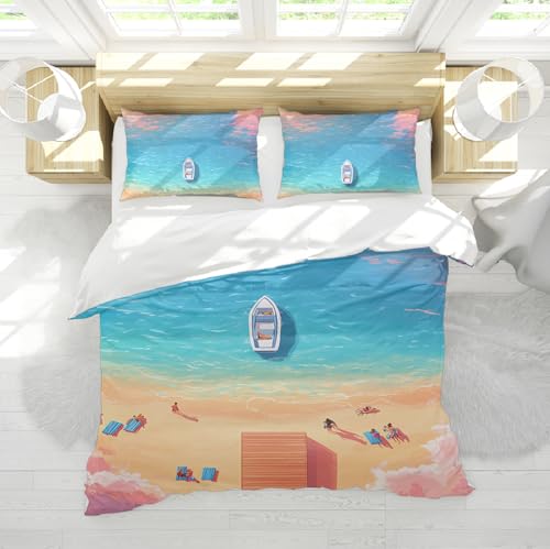 WEECHAINGE Traumhafter pastellfarbener Bettbezug Sommer Urlaub Bettwäsche Bettbezug für Mädchen oder Paare Reißverschluss & 4 Eck Krawatten Himmelblau 155x220 cm WEECHAINGE Traumhafter pastellfarbener Bettbezug Sommer Urlaub Bettwäsche Bettbezug für Mädchen oder Paare Reißverschluss & 4 Eck Krawatten Himmelblau 155x220 cm von WEECHAINGE