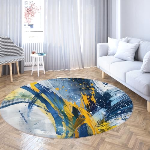 WEECHAINGE abstrakt blau gelb pinselstrich Kreis Bereich Teppich kinderzimmer kinderzimmer spielzimmer rutschfest waschbar kurzflor modern betttisch gemütlich Boden Teppich 90cm WEECHAINGE abstrakt blau gelb pinselstrich Kreis Bereich Teppich kinderzimmer kinderzimmer spielzimmer rutschfest waschbar kurzflor modern betttisch gemütlich Boden Teppich 90cm von WEECHAINGE