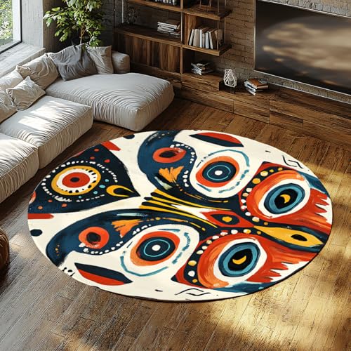 Waschbare runde Teppiche Wohnzimmer rutschfeste Vintage Kreis für Schlafzimmer weich Nicht verschütten Boho runder Nachttisch Teppich Esszimmer College Wohnheim Abstraktes 80cm Waschbare runde Teppiche Wohnzimmer rutschfeste Vintage Kreis für Schlafzimmer weich Nicht verschütten Boho runder Nachttisch Teppich Esszimmer College Wohnheim Abstraktes 80cm von WEECHAINGE