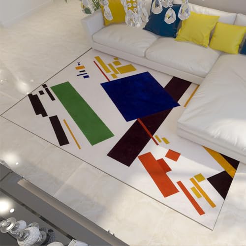 Zeitgenössische suprematistische Komposition Teppiche für Wohnzimmer Kasimir Malewitsch Stil Teppiche Home Office Low Pile Fußmatten 120x240cm von WEECHAINGE