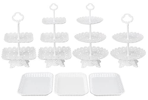 Set mit 7 Stück Cupcake Ständer Kunststoff Dessertständer Cupcake Halter Teller Serviertablett Obstteller für Hochzeit Geburtstag Party Obst Desserts Candy Bar Display Weiß von WEEK NINE