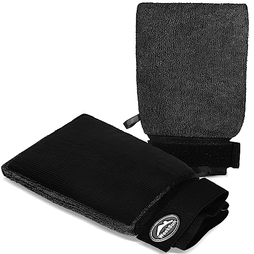 WEEKSUN 2 Stück Auto Waschhandschuhe, Handschuh mit Reinigungsknete Mikrofaser, Auto Knethandschuh mit Klettverschluss Für Auto Detaillierung, Autopflege, Auto Dekontamination (Rechteck-Grau) von WEEKSUN