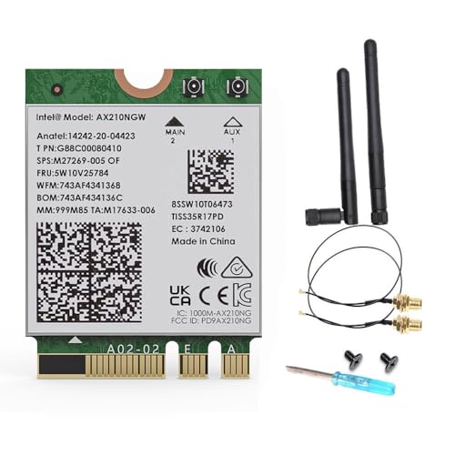 Intel AX210 WiFi 6E Wireless Card, M.2 NGFF, Bluetooth 5.3, 5400Mbps Tri-Band 2.4/5/6GHz, Windows 10/11 64-Bit von WEELIAO