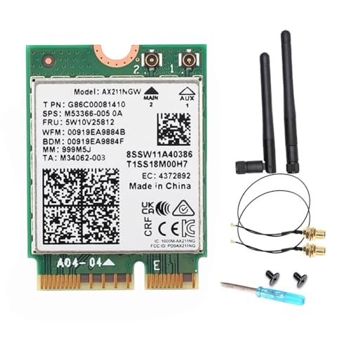 Intel AX211 WiFi 6E Karte, Tri-Band, bis zu 2,4 Gbit/s, M.2 CNVio2, Bluetooth 5.3, Windows 10/11 Linux kompatibel von WEELIAO
