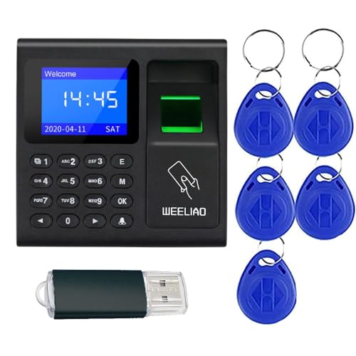 WEELIAO Zeiterfassungsmaschine Fingerabdruck-Passwort Uhr für Mitarbeiter mit Fingerscan, RFID und PIN-Stanzung in einem (F30 9 cm B x 8,9 cm H) von WEELIAO