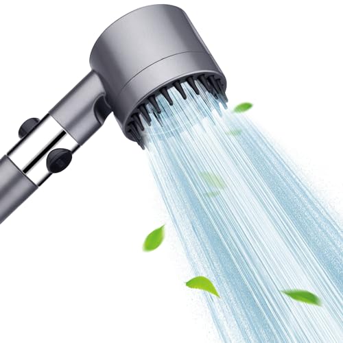 Duschkopf mit Filter, Wassersparend Hochdruck Duschkopf, Massage Handbrause mit 3+1 Strahlarten, Regendusche Duschkopf mit Stoppfunktion (Grau) von WEENSCHENK