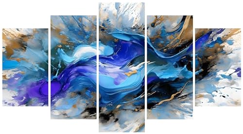 5 Stück Diamant Painting Bilder 100x60cm Groß 5D Abstrakte Landschaft Diamond Painting Set Mosaik Kinder DIY Voll Diamant Crystal Art Malen Nach Zahlen Erwachsene für Room Decor Wohnwand E-1053 von WEEPEF