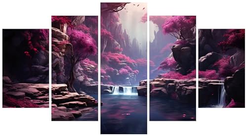 5 Stück Diamant Painting Bilder 50x30cm Groß 5D Wasserfall-Szenerie Diamond Painting Set Mosaik Kinder DIY Voll Diamant Crystal Art Malen Nach Zahlen Erwachsene Basteln für Room Decor Wohnwand E-8454 von WEEPEF