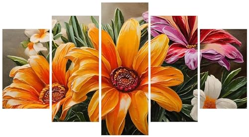 5D Diamond Painting 5 Teilig Groß XXL Lilien Blumen Diamant Painting Bilder Erwachsene 50x30cm DIY Voll Round Diamond Art Painting Set, Diamant Malerei Stickerei Kreuzstich Home Wand Dekor E-296 5D Diamond Painting 5 Teilig Groß XXL Lilien Blumen Diamant Painting Bilder Erwachsene 50x30cm DIY Voll Round Diamond Art Painting Set, Diamant Malerei Stickerei Kreuzstich Home Wand Dekor E-296 von WEEPEF