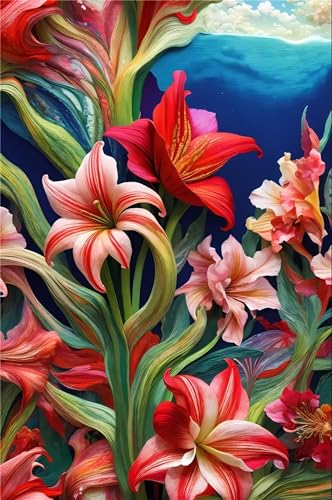 Diamant Painting Bilder 40x50cm Groß 5D Diamond Painting Set Mosaik Bastelset Kinder DIY Voll Diamant Art Malen Nach Zahlen Erwachsene Basteln für Room Wohnwand Home Decor Farbenfrohe Blumen W-6083 von WEEPEF