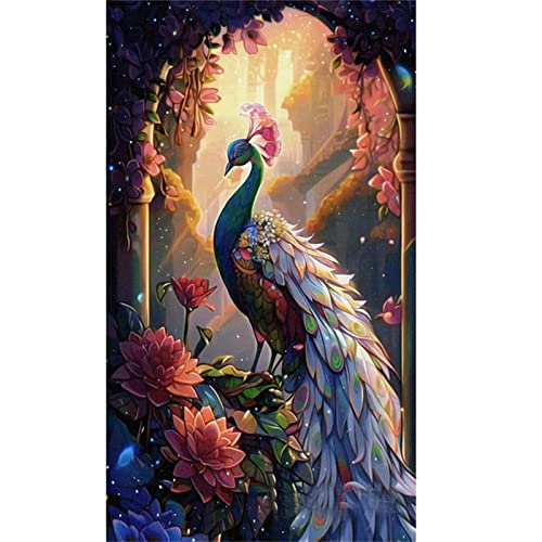 Diamant Painting Fantasie-Pfau Bilder 30x60cm 5D Diamond Painting Set Diamond Painting Kinder Mädchen DIY Voll Diamant Crystal Art Malen Nach Zahlen Erwachsene für Aesthetic Room Dekoration JF-3264 von WEEPEF