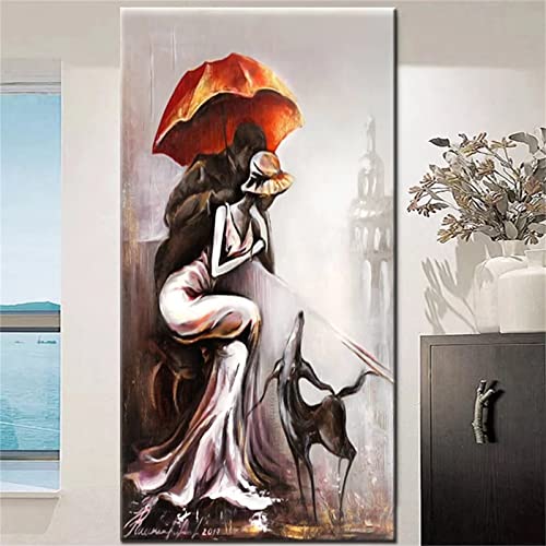 Diamant Painting Romantisches Regenschirmpaar Bilder 40x80cm 5D Diamond Painting Set Diamond Painting Kinder Mädchen DIY Crystal Art Malen Nach Zahlen Erwachsene für Aesthetic Room Dekoration JF-8066 von WEEPEF