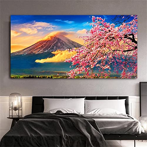 Diamant Painting Sakura-Landschaft Bilder 30x90cm 5D Diamond Painting Set Diamond Painting Kinder Mädchen DIY Voll Crystal Art Malen Nach Zahlen Erwachsene für Aesthetic Room Dekoration JF-8203 von WEEPEF