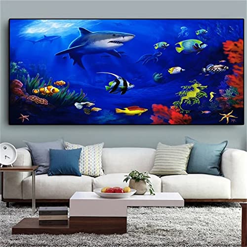 Hai Marine DIY Diamond Painting Kinder 5D Full Square Drill Diamant Painting Bilder,Malen Nach Zahlen Basteln Erwachsene Diamond Painting Zubehör Set für Home Wand Decor Geschenk 40x120cm JF-8567 Hai Marine DIY Diamond Painting Kinder 5D Full Square Drill Diamant Painting Bilder,Malen Nach Zahlen Basteln Erwachsene Diamond Painting Zubehör Set für Home Wand Decor Geschenk 40x120cm JF-8567 von WEEPEF