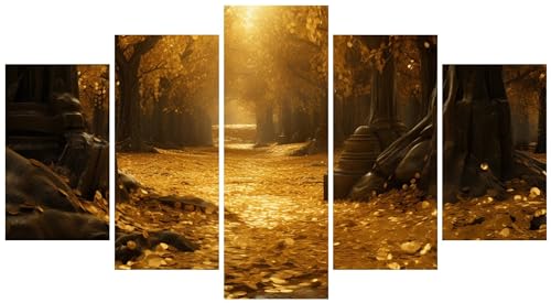 WEEPEF 5D Diamond Painting 5 Teilig Groß XXL Herbstbaum Diamant Painting Bilder Erwachsene 50x30cm DIY Voll Round Diamond Art Painting Set, Diamant Malerei Stickerei Kreuzstich Home Wand Dekor E-8843 von WEEPEF