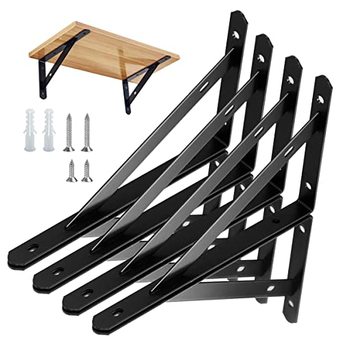 8 Stück Regalhalterungen Schwerlast-Träger 90 Grad Wand-Winkel Regalhalterung Metall Regalträger mit Schrauben Wand Regalträger Eisen Regalwinkel für Winkel Regal (20×12CM),Schwarz von WEERSTONE