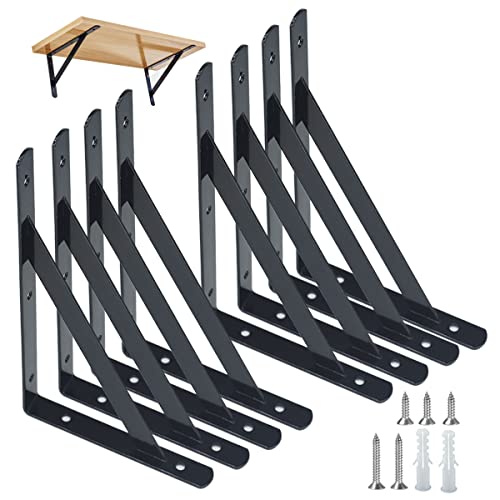 8 Stück Regalhalterungen Schwerlast-Träger 90 Grad Wand-Winkel Regalhalterung Metall Regalträger mit Schrauben Wand Regalträger Eisen Regalwinkel für Winkel Regal (20×12CM),Schwarz von WEERSTONE