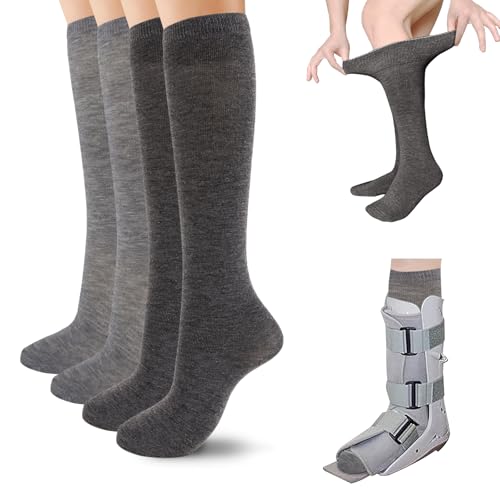 WEESTAAMO 4 Paar Nahtlose Sensorische Socken für Walking Boots - Atmungsaktive Medizinische Schlauchsocken, Orthopädische Ersatzstrümpfe für Air Cam Walker, Frakturstiefel & Postoperative Beinpflege von WEESTAAMO