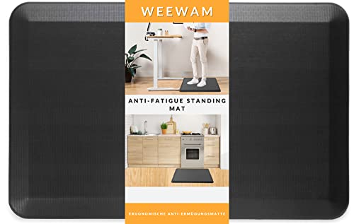 Anti Ermüdungsmatte Weewam | Ergonomische stehmatte für Schreibtisch | Anti Fatigue Mat Kitchen | Arbeitsplatzmatte| rutschfeste, Langlebige & umweltfreundliche PU Stehmatte| 51x 81/ 1.9cm (Schwarz) von WEEWAM