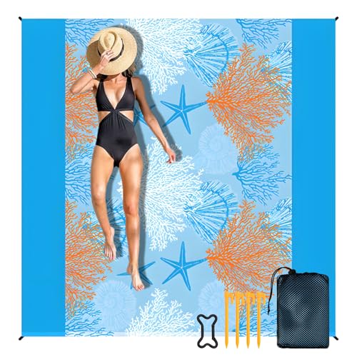 WEFHEF 200X200cm Stranddecke Sandfrei Strandmatte Picknickdecke Sandfeste Sanddecke Sandmatte Strandtuch Picknickmatte Sanddicht Beach Mat Picnic Blanket Camping Decke Strandzubehör XXL Extra groß von WEFHEF