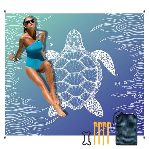 WEFHEF 200X200cm Stranddecke Sandfrei Strandmatte Picknickdecke Sandfeste Sanddecke Sandmatte Strandtuch Picknickmatte Sanddicht Beach Mat Picnic Blanket Camping Decke Strandzubehör XXL Extra groß von WEFHEF