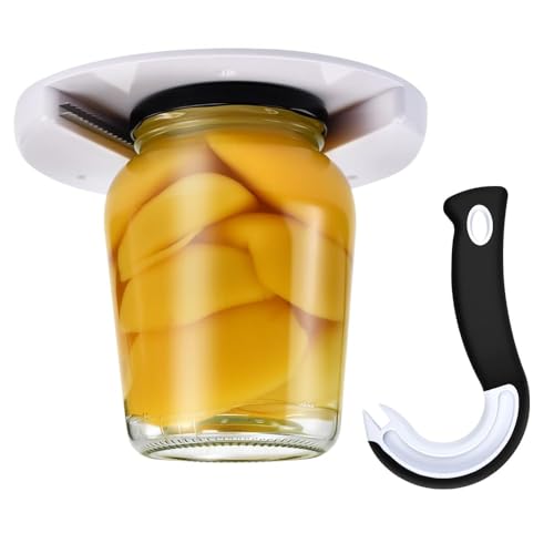 WEFHEF 2er Set Glasöffner Unterschrank Glasdeckel Öffner Flaschenöffner für Senioren Ring Pull Dosenöffner J förmige Konserven Öffner Haken Einhand Glasöffner Dosen mit Verschlussringen Küchenhelfer von WEFHEF