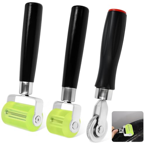 WEFHEF 3 Teilige 30/50mm Gummi Andruckrolle Werkzeug Set Silikon Andrückwalze Kantenumleimer Handdruck Roller Sound Deadening Roller Nahtroller Tapetenroller Andruckwerkzeug Verschweißen PVC im Auto von WEFHEF