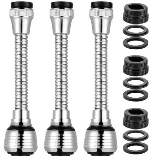 3 Stücke Flexibler Wasserhahnbelüfter，Wasserhahn Aufsatz Drehbar Wassersparer für Wasserhahn 360 Grad，Wasserhahnverlängerung Wasserhahn Aufsatz Schwenkbar für Küche und Badezimmer von WEFINEST