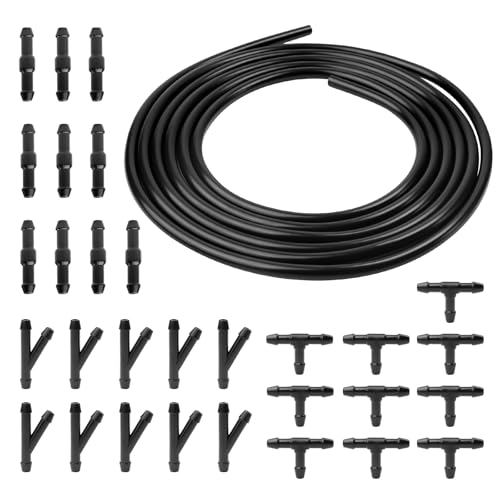 3m Scheibenwaschanlage Schlauch Kit mit 30 Stück Schlauchverbinder 4mm (Y I T-Typ), Wischwasserschlauch Reparaturset Universal Schlauch Für Scheibenwaschanlage Verbindung Auto-Wasserpumpe und Düse von WEFINEST