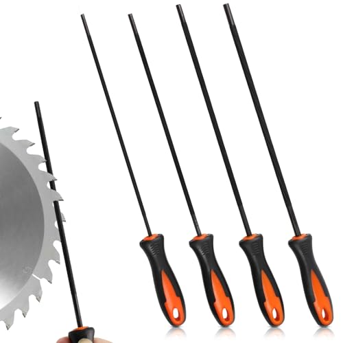 4 Stück Kettensäge Schärfen, Rundfeile Kettensäge 4 Größen Von 3.2/4.0/4.8/5.5mm, Feilenset Mit Griff In Schwarz Und Orange, Pferd Feile Kettensäge Aus Kohlenstoffreichem Stahl von WEFINEST
