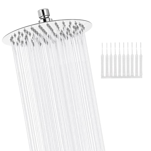 Duschkopf Regendusche 8 Zoll(20cm), 360° Verstellbar Regendusche Duschkopf, Dusche Kopfbrause, Runder Regenduschkopf Edelstahl Duschkopf Edelstahl mit Reinigungsbürsten von WEFINEST