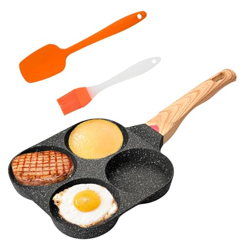 WEGREAT 4 Loch Spiegeleipfanne Induktion Pancake Pfanne: Pfannkuchenpfanne Antihaft Spiegeleipfanne Ø21cm Aluminium Spiegelei Pfanne für Spiegelei Burger Omelett, für Induktion & Gasherd von WEGREAT