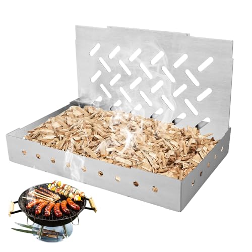 WEGREAT Räucherbox Gasgrill: 21 x 13,5 x 3,5 cm Räucherbox Aus Edelstahl, BBQ Räucherbox, Stabile Räucherbox Räucherbox Gasgrill oder Räucherbox Holzkohlegrill für Holzkohlegrill, Gasgrill BBQ von WEGREAT