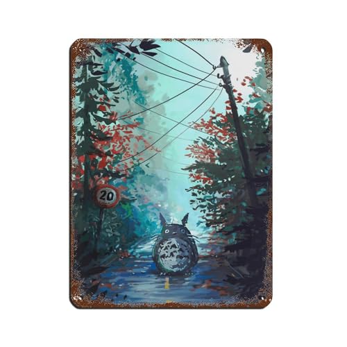 WEHGE Anime-Poster "My Neighbor Totoro" (17), Retro-Poster, Metall-Blechschild, schicke Kunst, Retro-Eisenmalerei, Bar, Menschen, Höhle, Café, Familie, Garage, Poster, Wanddekoration, 30 x 40 cm von WEHGE