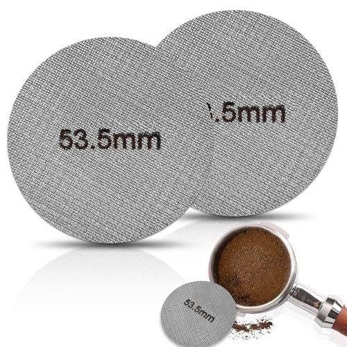 Puck Screen 53.5mm, 2 Stück Puck Screen, 1.7mm Dicke 150μm, Edelstahl 316 Espresso Sieb, Wiederverwendbar Rund Permanent Kaffee Filter, Leicht zu Reinigen Kaffeefilter Zubehör von WEHOOM