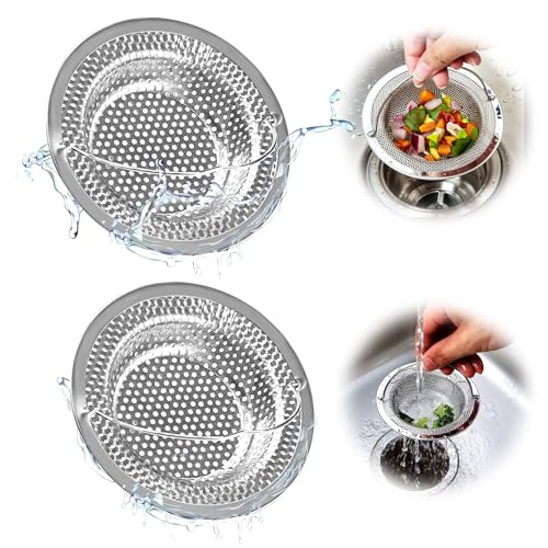 Spülbecken Sieb, 2 Stück Abflusssieb Küchenspüle, Rostfreier Stahl Abflusssieb Waschbecken, Waschbecken Sieb Küche, mit Griff Sieb Spüle Geeignet für Küchenspülen Bäder Duschen(11 x 8 x 2 cm) von WEHOOM