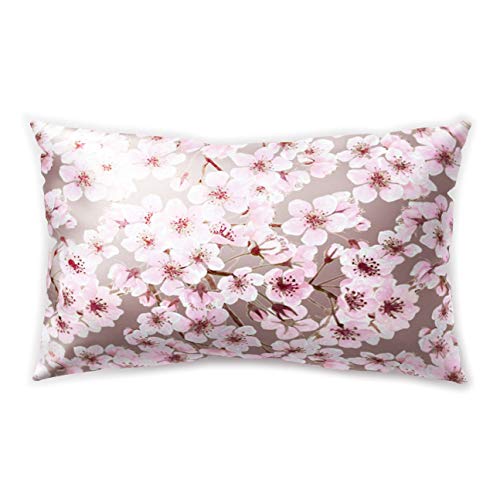 Hengjiang Kissenbezug, rosa Blume, Kirschblüten, doppelseitiger Druck, weicher Plüsch-Kissenbezug, 30 cm x 50 cm, Polyester, 11, About 50 * 30cm von WEIANG