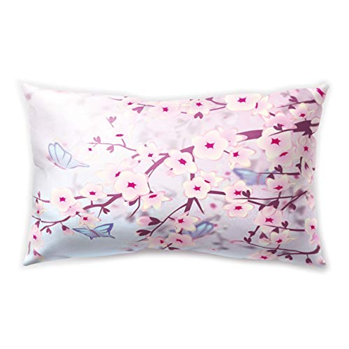 Hengjiang Kissenbezug, rosa Blume, Kirschblüten, doppelseitiger Druck, weicher Plüsch-Kissenbezug, 30 cm x 50 cm, Polyester, 12, About 50 * 30cm von WEIANG