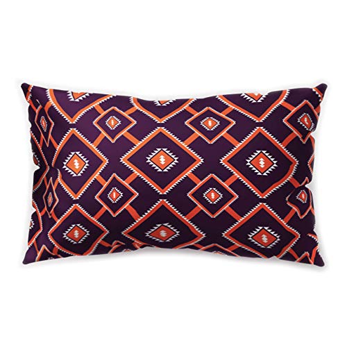 Hengjiang Kissenbezug im afrikanischen Ethno-Stil, rechteckig, geometrischer Druck, doppelseitig, weich, Plüsch, 30 x 50 cm, Orange/Braun, Polyester, 08, about 50*30cm von WEIANG