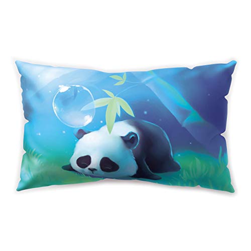 Hengjiang WEIANG Magischer rechteckiger Kissenbezug Panda und Katze Sternenhimmel Druck doppelseitiger weicher Plüsch Kissenbezug 30 cm x 50 cm von WEIANG