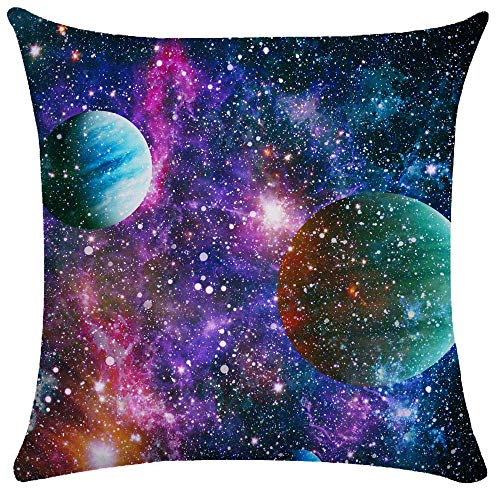 Weiang Universe Planet Space Galaxy Kissenbezug, doppelseitig, groß, 50 x 50 cm, Polyester, 01, 50 x 50 Centimeters von WEIANG