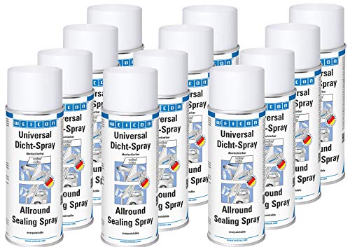 WEICON Universal Dicht-Spray 400 ml 12er Set | Dichtmittel für den Innen- und Außenbereich | Sprühkunststoff | wasserfest | weiß von WEICON