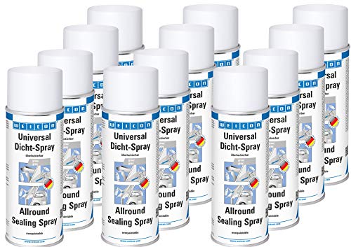 WEICON Universal Dicht-Spray 400 ml 12er Set | Dichtmittel für den Innen- und Außenbereich | Sprühkunststoff | wasserfest | grau von WEICON