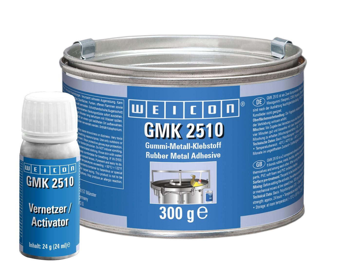 WEICON 2-Komponentenkleber GMK 2510 Kontaktklebstoff, extra starker 2K Gummi-Metall-Kleber, (Packung), kann dauerhaft dynamischen Belastungen ausgesetzt werden von WEICON