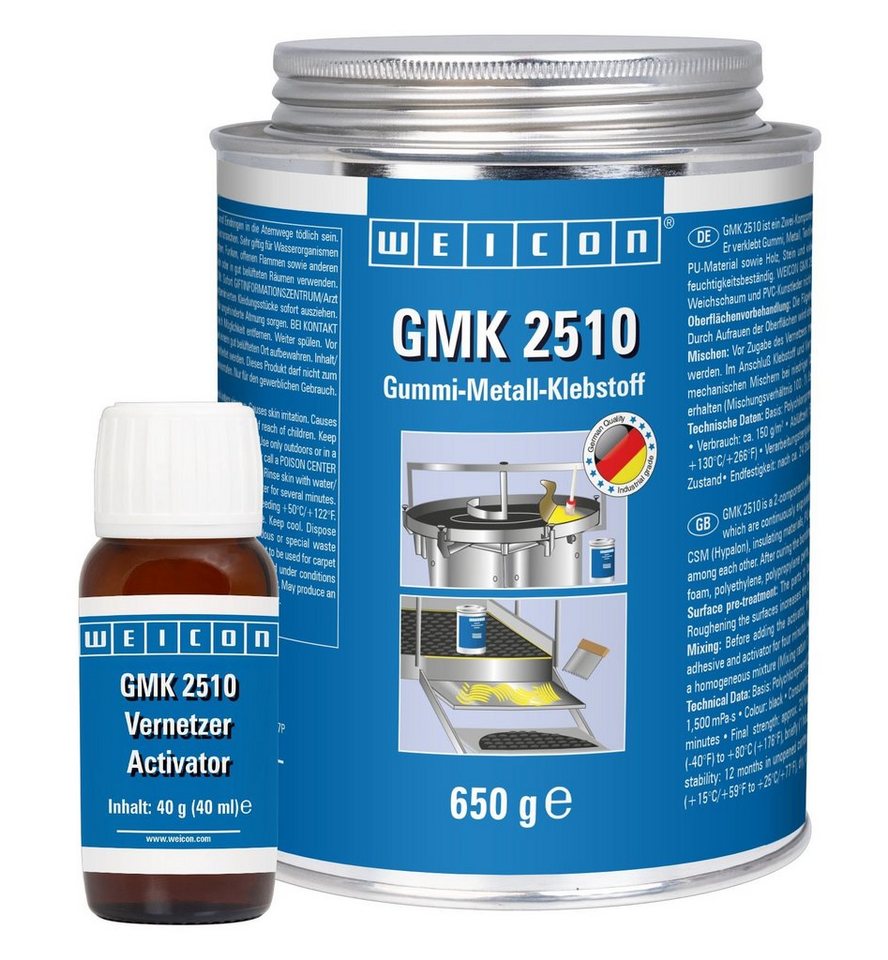 WEICON 2-Komponentenkleber GMK 2510 Kontaktklebstoff, extra starker 2K Gummi-Metall-Kleber, (Packung), kann dauerhaft dynamischen Belastungen ausgesetzt werden WEICON 2-Komponentenkleber GMK 2510 Kontaktklebstoff, extra starker 2K Gummi-Metall-Kleber, (Packung), kann dauerhaft dynamischen Belastungen ausgesetzt werden von WEICON