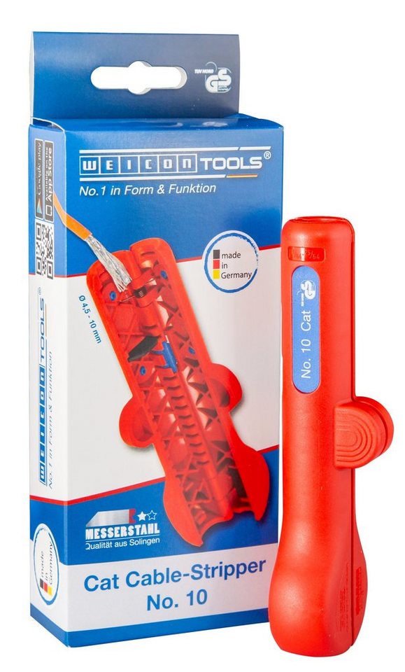 WEICON Abmantelungszange 5 Cat Cable-Stripper No.10, Entmanteler für Datenkabel, 1-tlg., Geprüfte Sicherheit TÜV NORD von WEICON