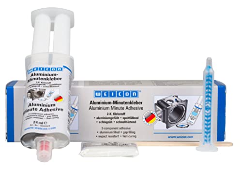 WEICON Aluminium-Minutenkleber mit Mischdüse 24 ml I schnellhärtender 2-Komponenten Epoxid-Klebstoff von WEICON